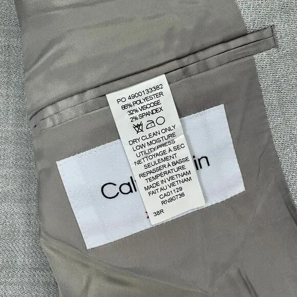 Calvin Klein Mens X Slim Fit Soft Solid Sport Coat Heather Gray 38R - Picture 5 of 5